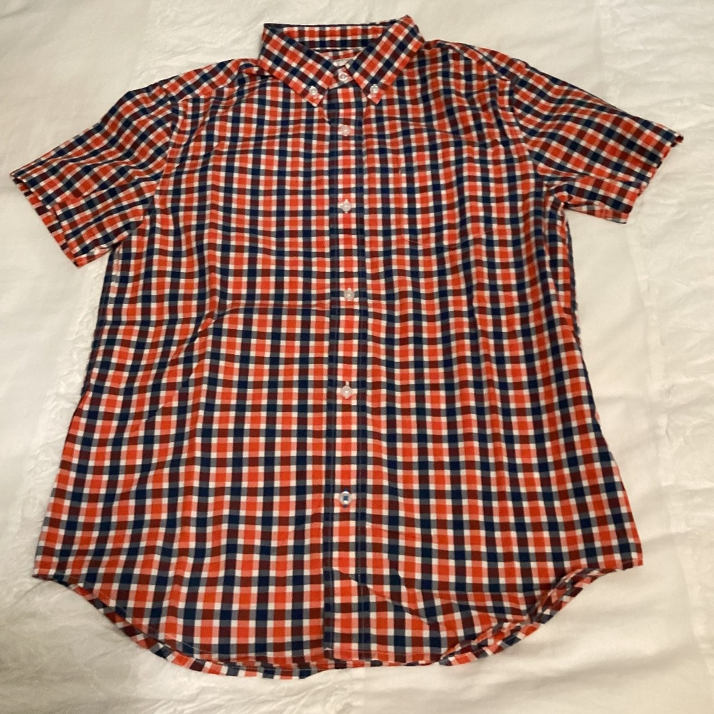 Janie and Jack boys short sleeve cotton red and blue check size 12